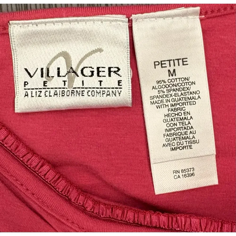 Liz Claiborne Villager Pink Cotton Tank And Button Down Shirt Set Petite Medium